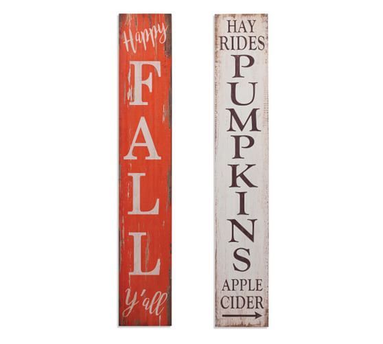 Harvest Wooden Porch Signs - Set of 2 | Pottery Barn (US)
