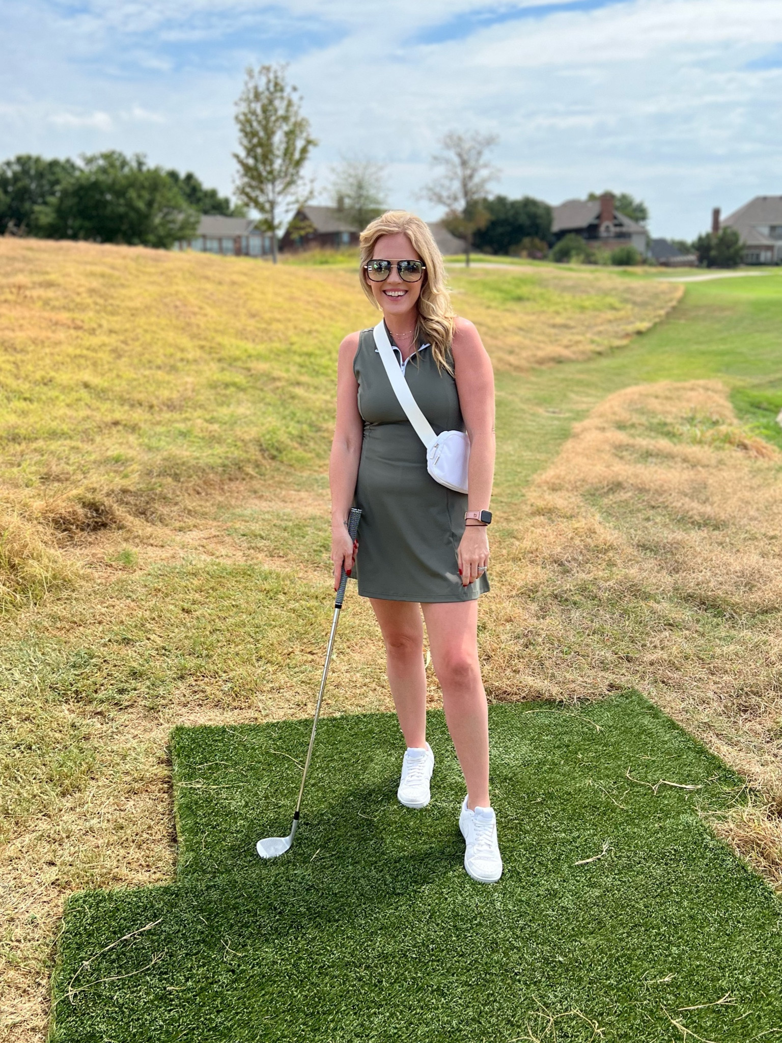 Amazon golf / tennis dress 
Fall dress 
Workout dress 
Fall colors 
Green dress
Athletic dress
Lululemon belt bag 
White bag 
White sneakers 
White Nike court visions 


#LTKfitness #LTKfindsunder50 #LTKsalealert