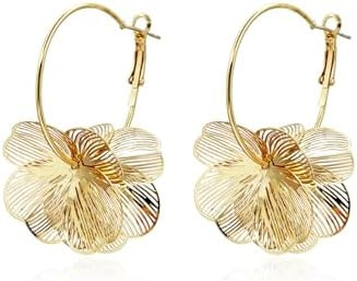 Flower Earrings for Women Boho Spring Summer Gold Flower Floral Hoop Drop Dangle statement Earrin... | Amazon (US)