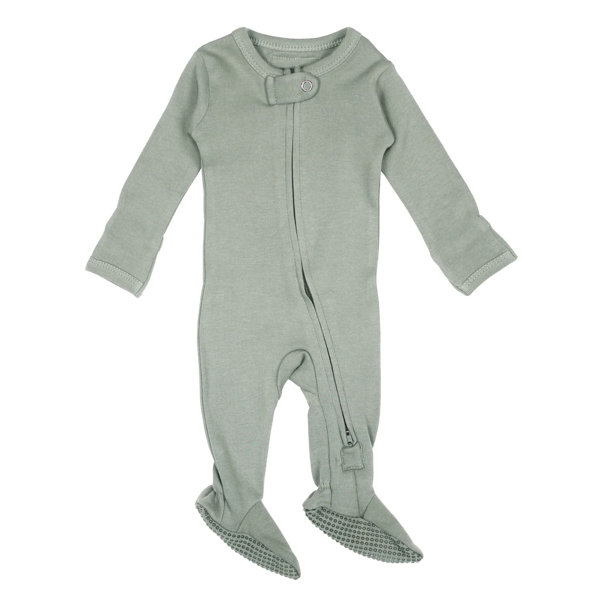 Organic Zipper Footie in Seafoam | L'ovedbaby