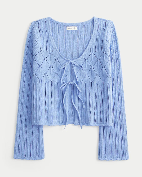 Women's Crochet-Style Tie-Front Textured Sweater | Women's Tops | HollisterCo.com | Hollister (US)