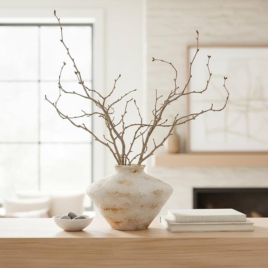 Rustic Ceramic Flower Vase, YBX White Ceramic Vase 5.6 Inches, Retro Distressed Textured Pottery ... | Amazon (US)