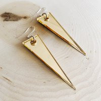 Gold Mirror Acrylic Triangle Earrings - Laser Cut Disco Wild Thing Mirrored Geometric Rock & Roll Festival Fashion | Etsy (US)