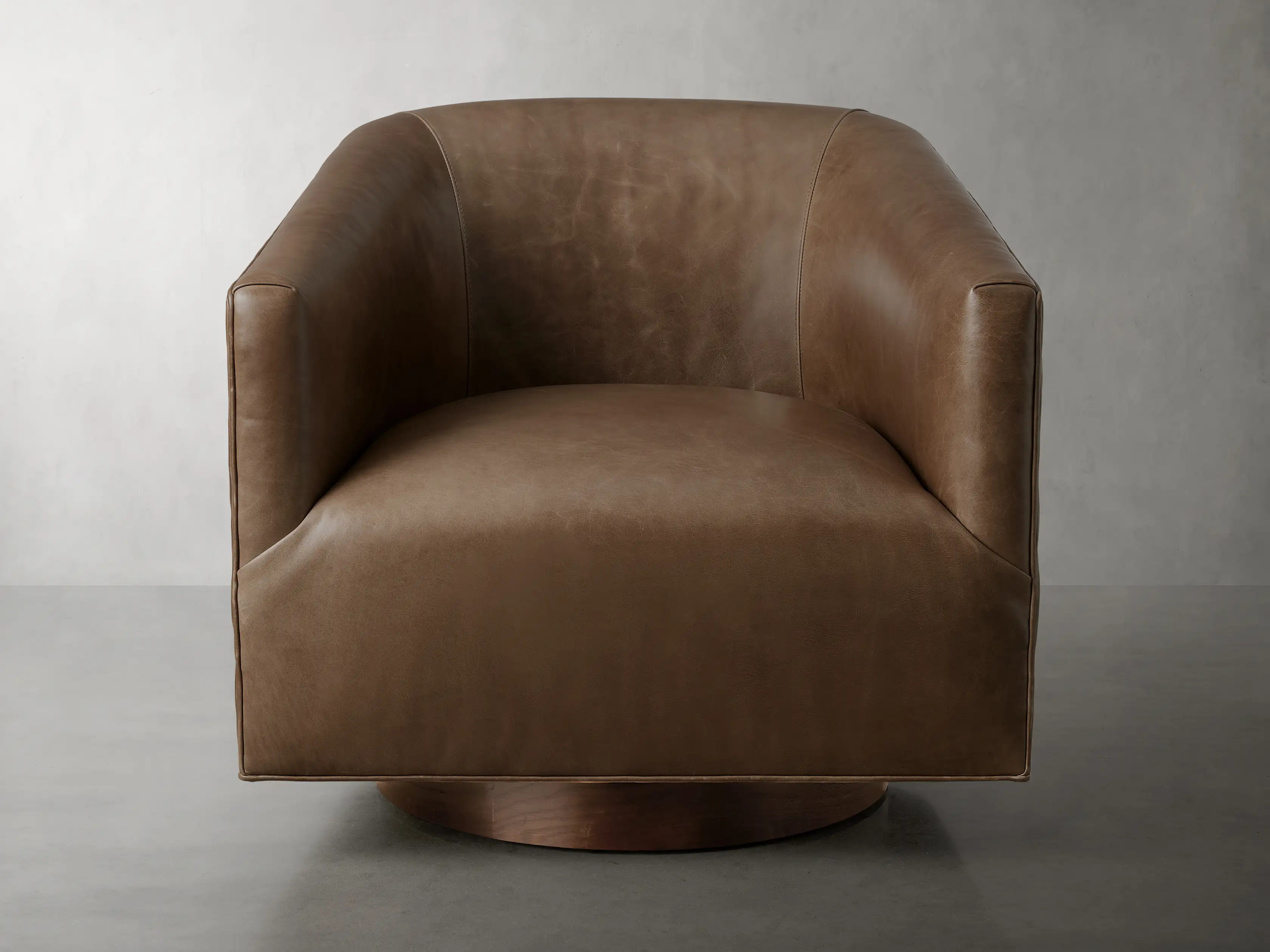 Ellison Leather Plinth Swivel Chair | Arhaus | Arhaus