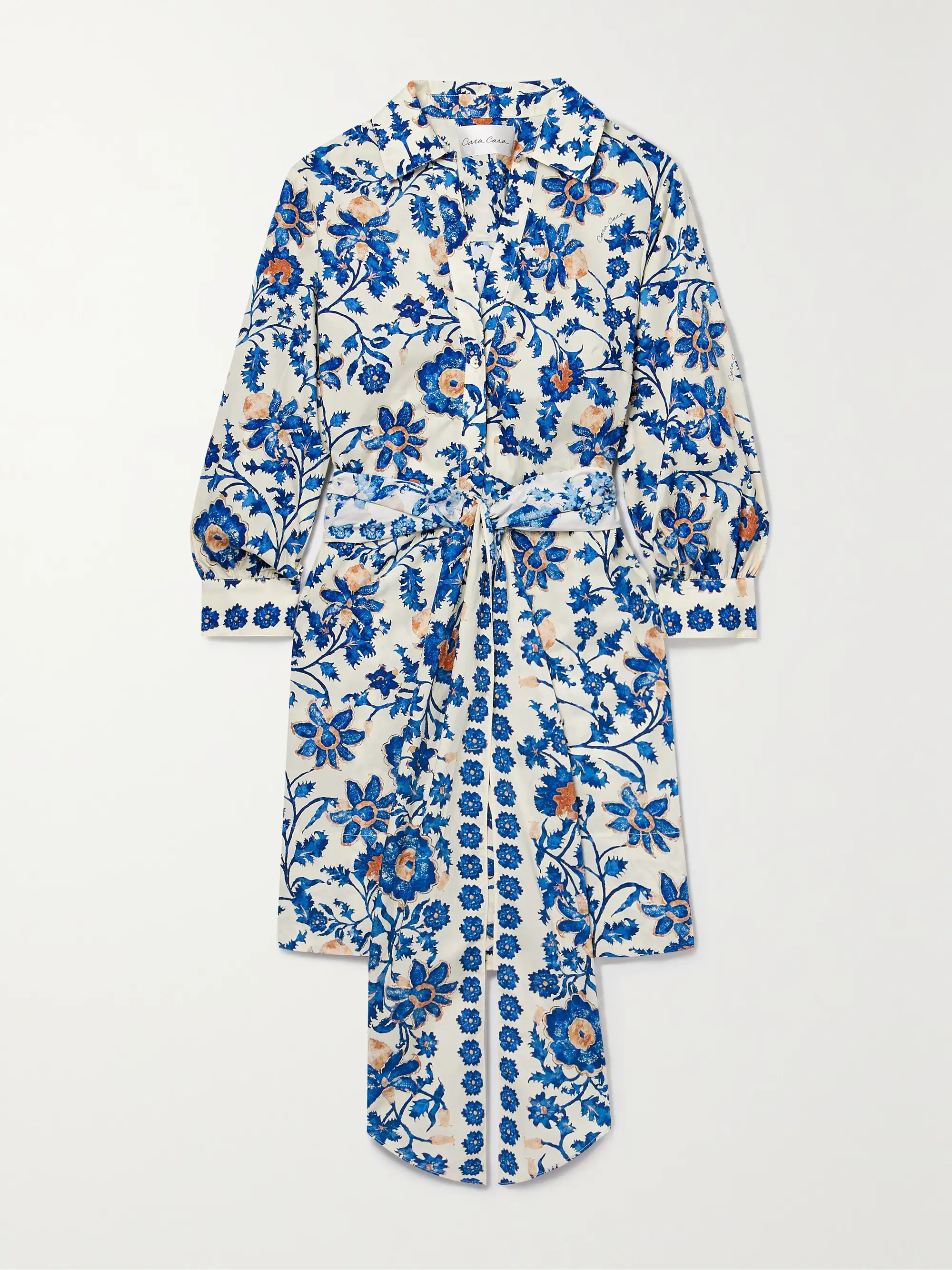 CARA CARA Leighton tie-detailed floral-print cotton-poplin mini shirt dress | NET-A-PORTER | NET-A-PORTER (US)