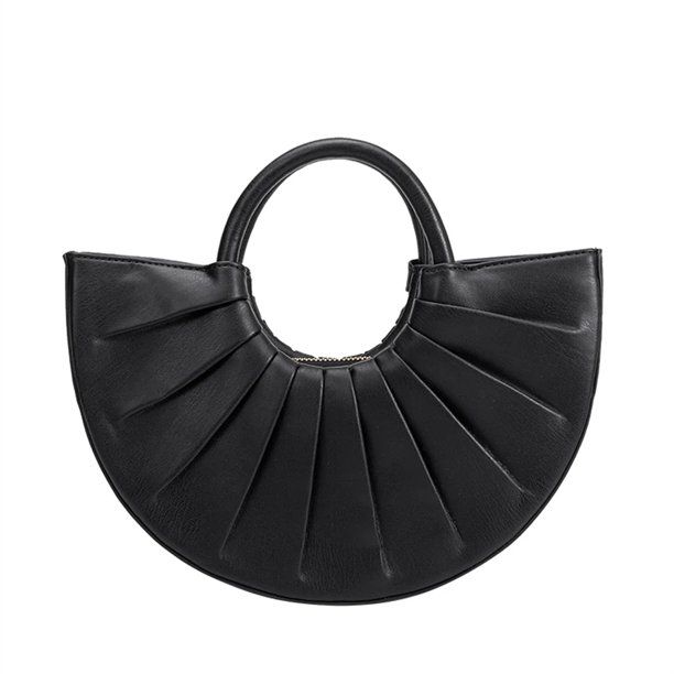 Melie Bianco Karlie Vegan Leather Semi Circle Top Handle Crossbody Bag, Black - Walmart.com | Walmart (US)