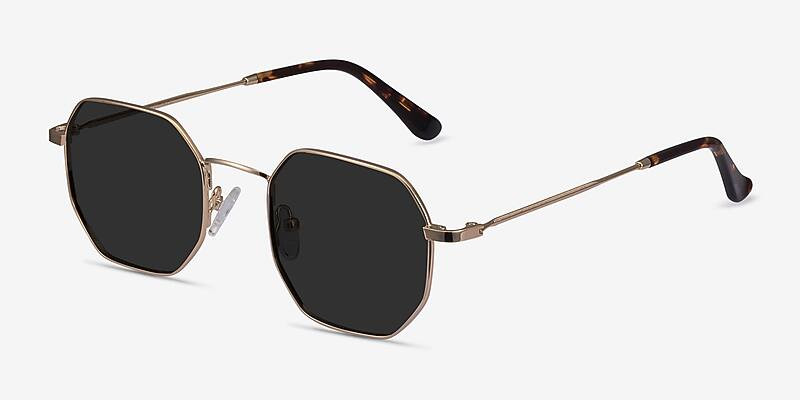 Sun Soar - Geometric Golden Frame Prescription Sunglasses | Eyebuydirect | EyeBuyDirect.com