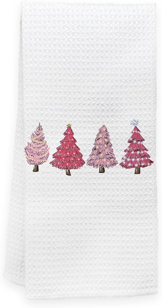 KEUSPI Pink Christma Kitchen Towel Pink Christmas Hand Towel Dish Towel for Kitchen Christmas Dec... | Amazon (US)