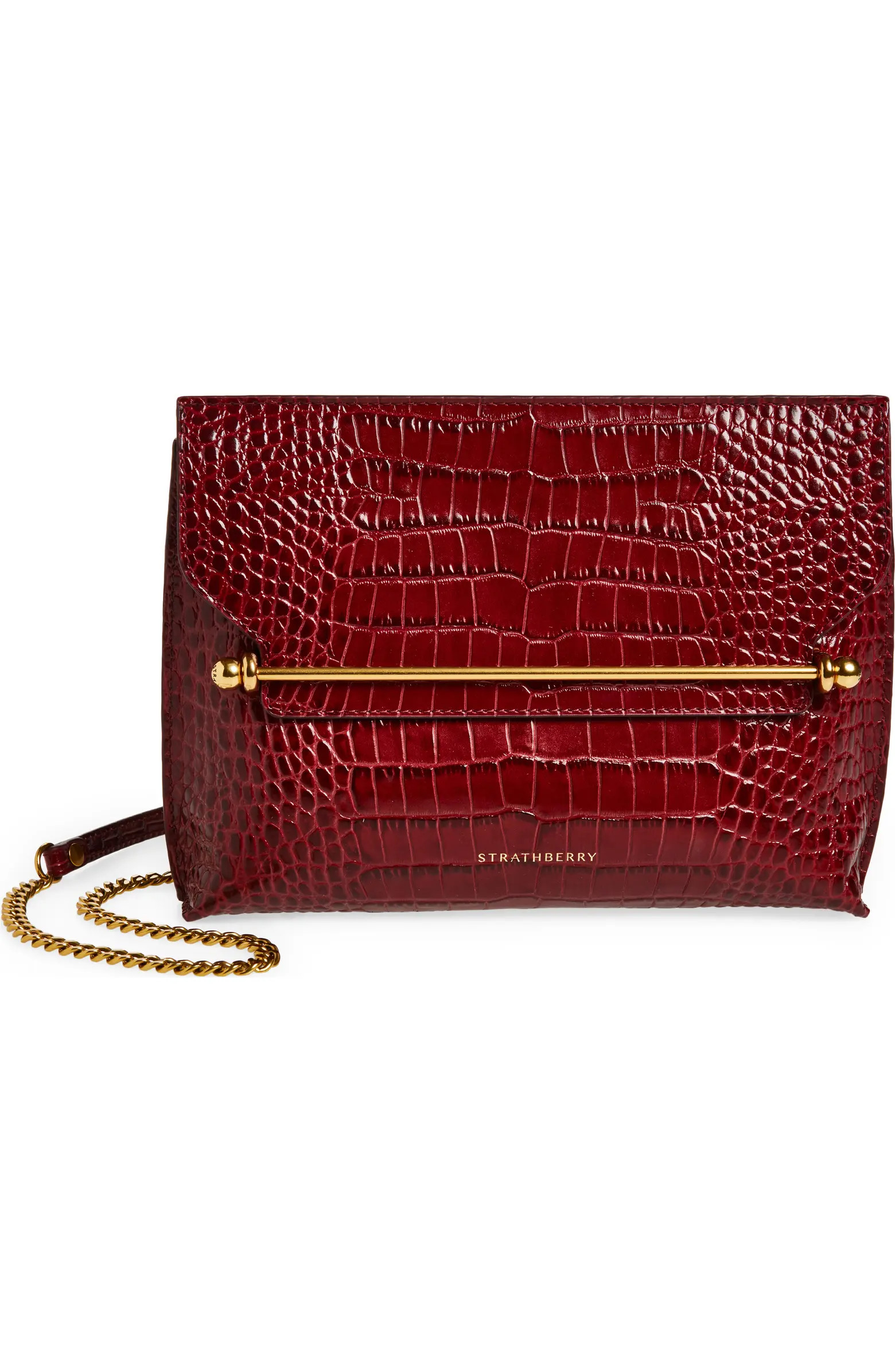 Strathberry Stylist Croc Embossed Leather Clutch | Nordstrom | Nordstrom