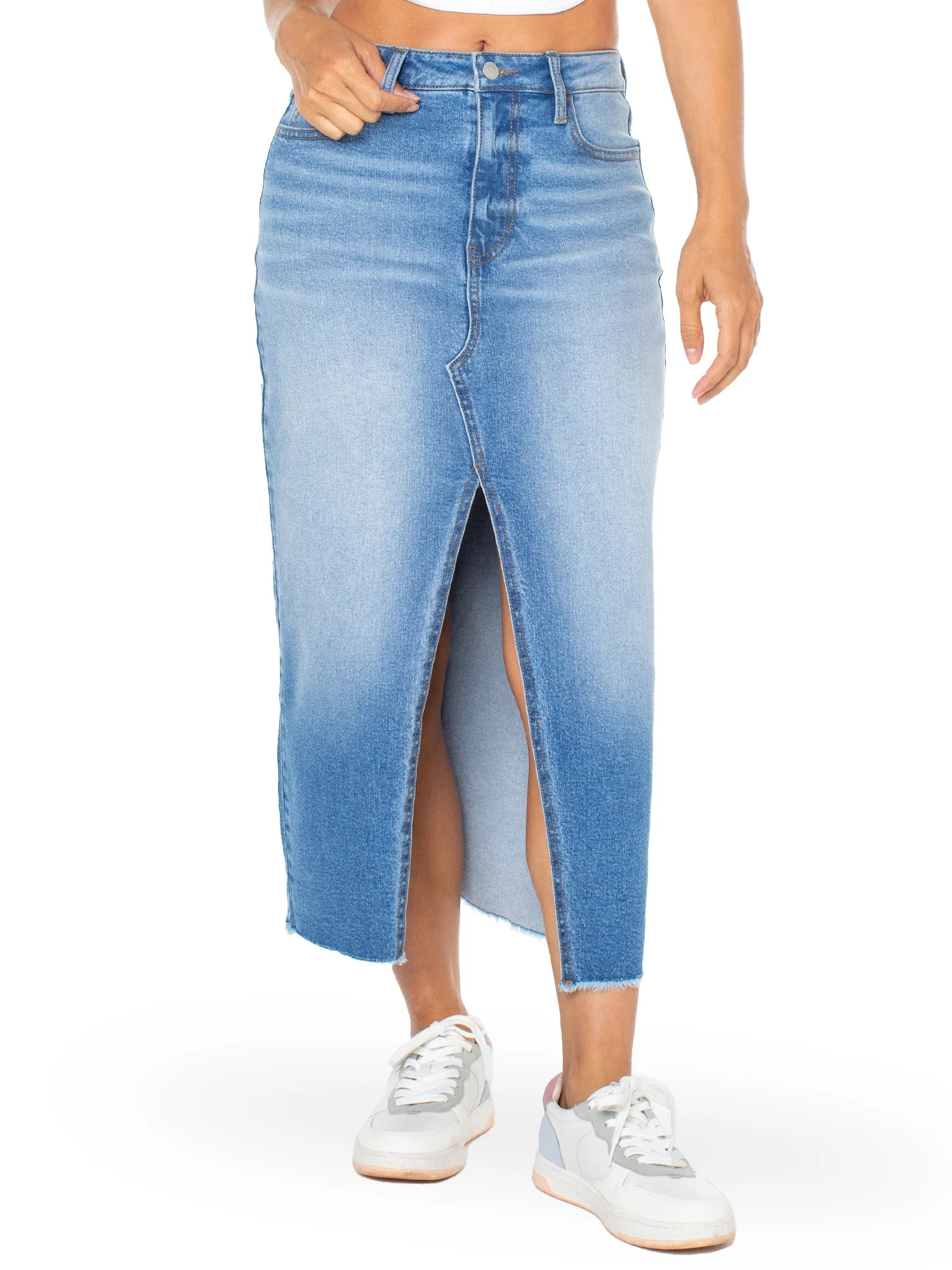 Celebrity Pink Juniors and Juniors Plus Fray Hem Denim Skirt - Walmart.com | Walmart (US)