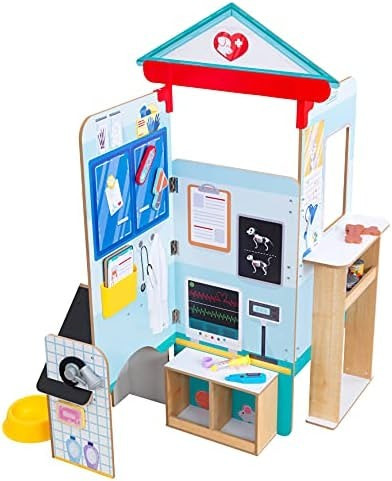 KidKraft Let’s Pretend™ Wooden Pet Doctor Pop-Up, Play & Put Away Toy with 18 Accessories | Amazon (US)