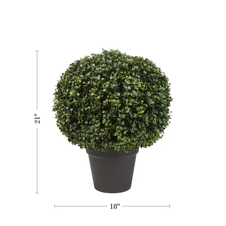 Pure Garden 21-Inch Indoor or Outdoor Faux Boxwood Topiary Ball (Green) | Walmart (US)