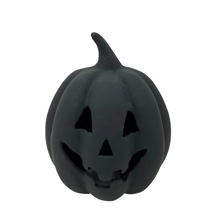 Halloween Black Pumpkin Paper Mache, 8 in, by Way to Celebrate, Table Decoration | Walmart (US)