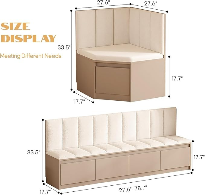 Restaurant Booth Seating Bench, Breakfast Nook Benchs, Commercial Banquette with Hidden Storage, ... | Amazon (US)