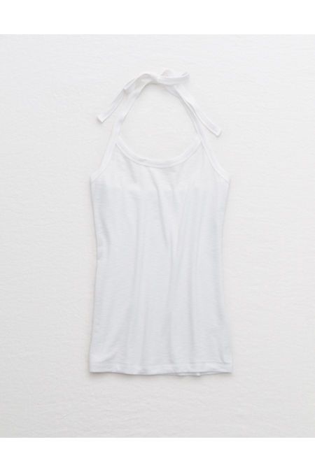 Aerie Ribbed Halter Top Women's White L | American Eagle Outfitters (US & CA)