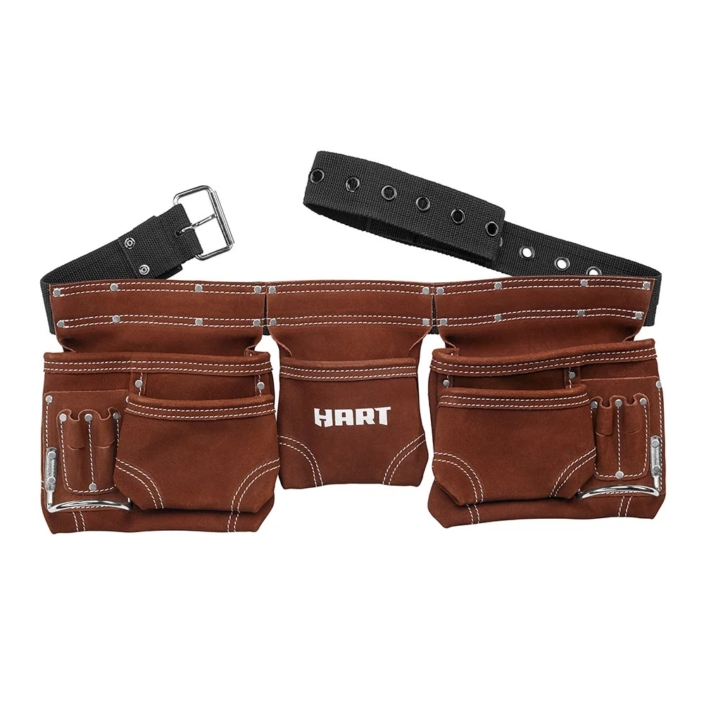 HART 11-Pocket Double-Stitched Suede Brown Leather Tool Belt up to 52-inch Waist | Walmart (US)