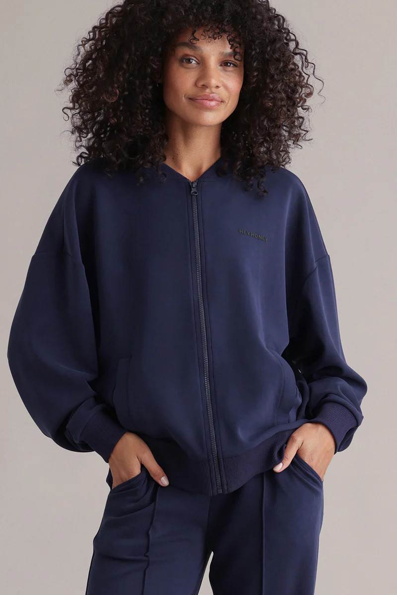 Lux Bomber Jacket Baritone Blue | Hey Honey | Hey Honey Yoga DE