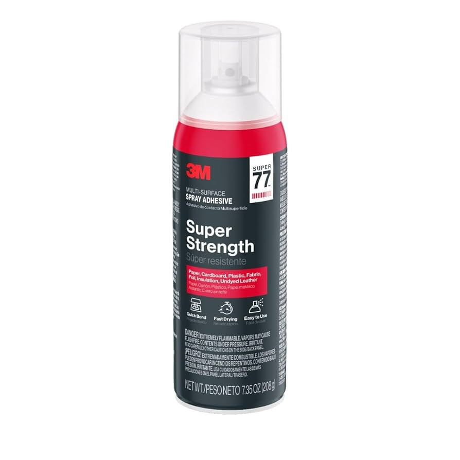 3M Super 77 Multi-Surface Spray Adhesive, 7.35 oz., Low VOC, Quick Bond, Fast Drying, Clear Finis... | Amazon (US)