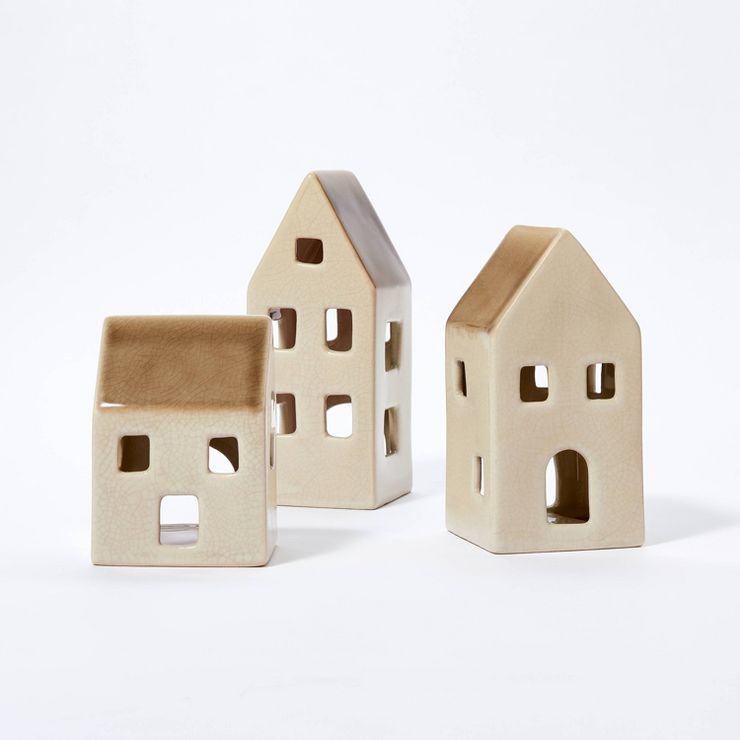 3pc Ceramic House Tea Light Holder - Threshold&#8482; designed with Studio McGee | Target