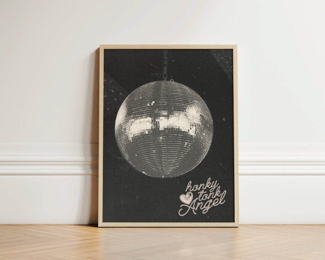 Honky Tonk Angel Disco Cowgirl Digital Art Print, Retro Country Western Aesthetic Wall Decor, Mul... | Etsy (US)