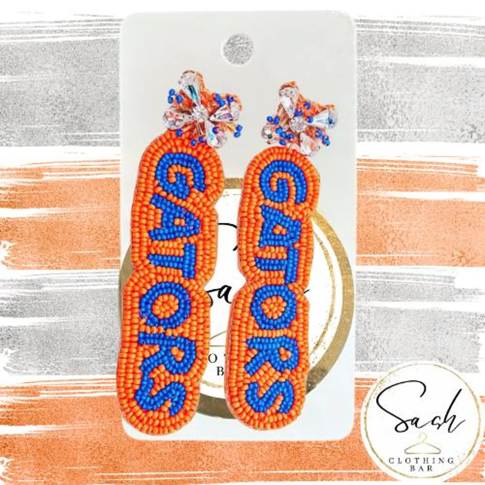 Beaded Football Game Day Earrings - Florida, Alabama, Texas - Orange and White, Blue and Orange -... | Etsy (US)