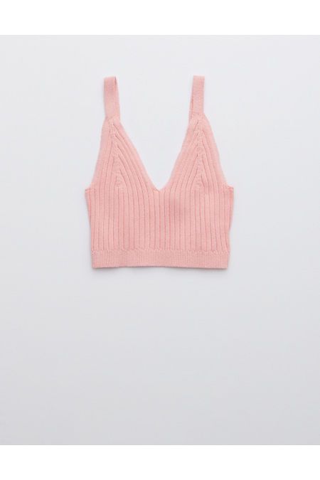 Aerie Cropped Sweater Tank Top Women's Quartz Pink XL | American Eagle Outfitters (US & CA)