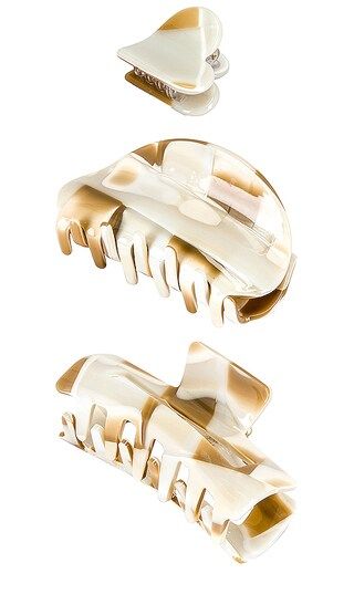 Claw Clip Set in Brown & Ivory | Revolve Clothing (Global)