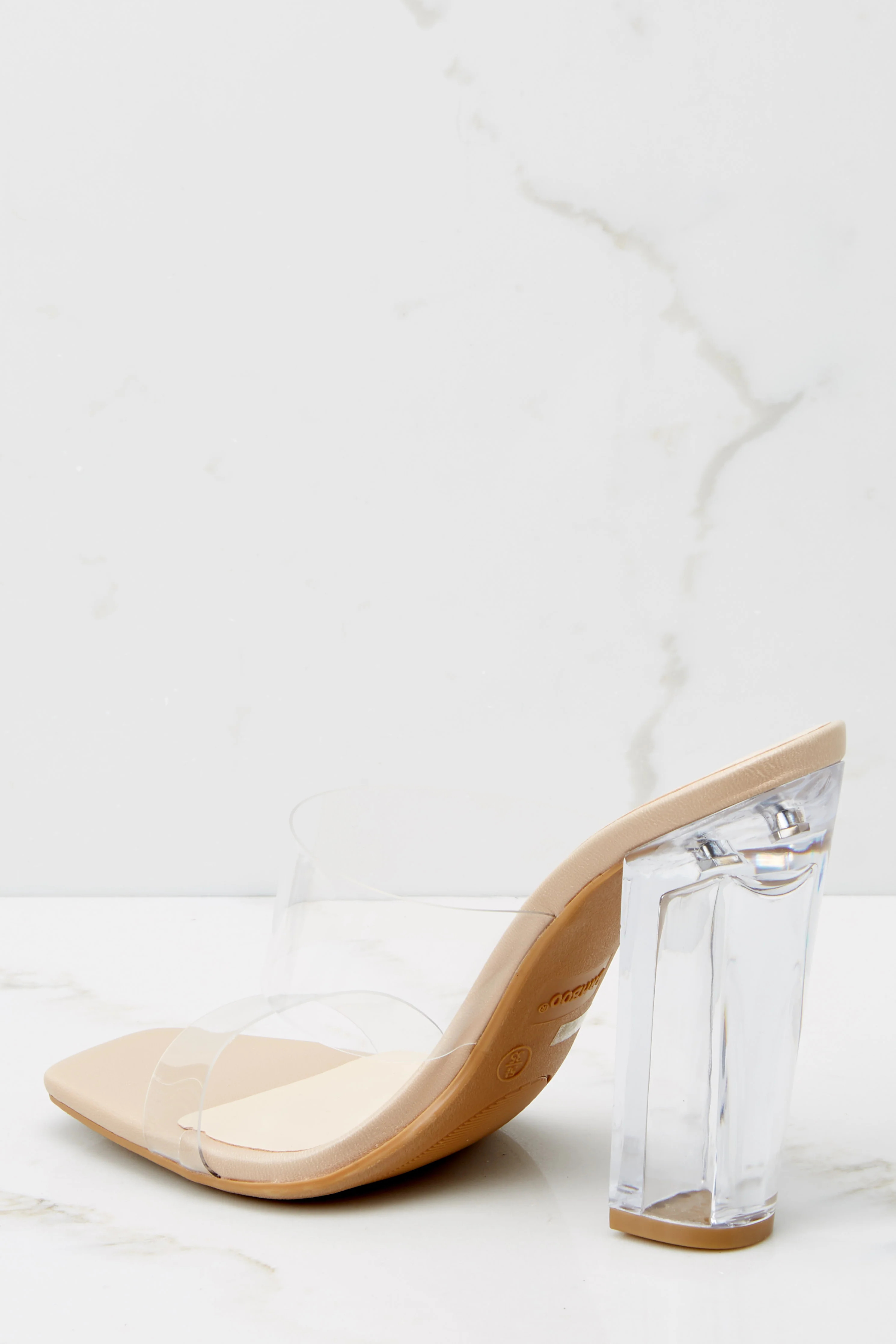 Grand Entrance Clear & Nude Heels | Red Dress