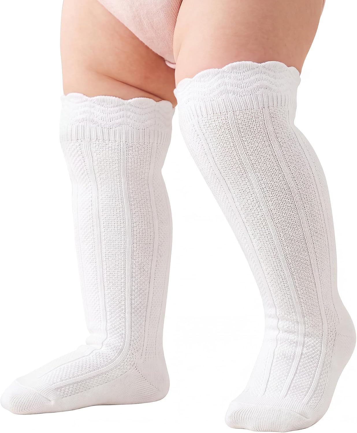 Baby Toddler Ruffled Knee High Socks for Girls & Boys, Long Tube, 0-3 T | Amazon (US)