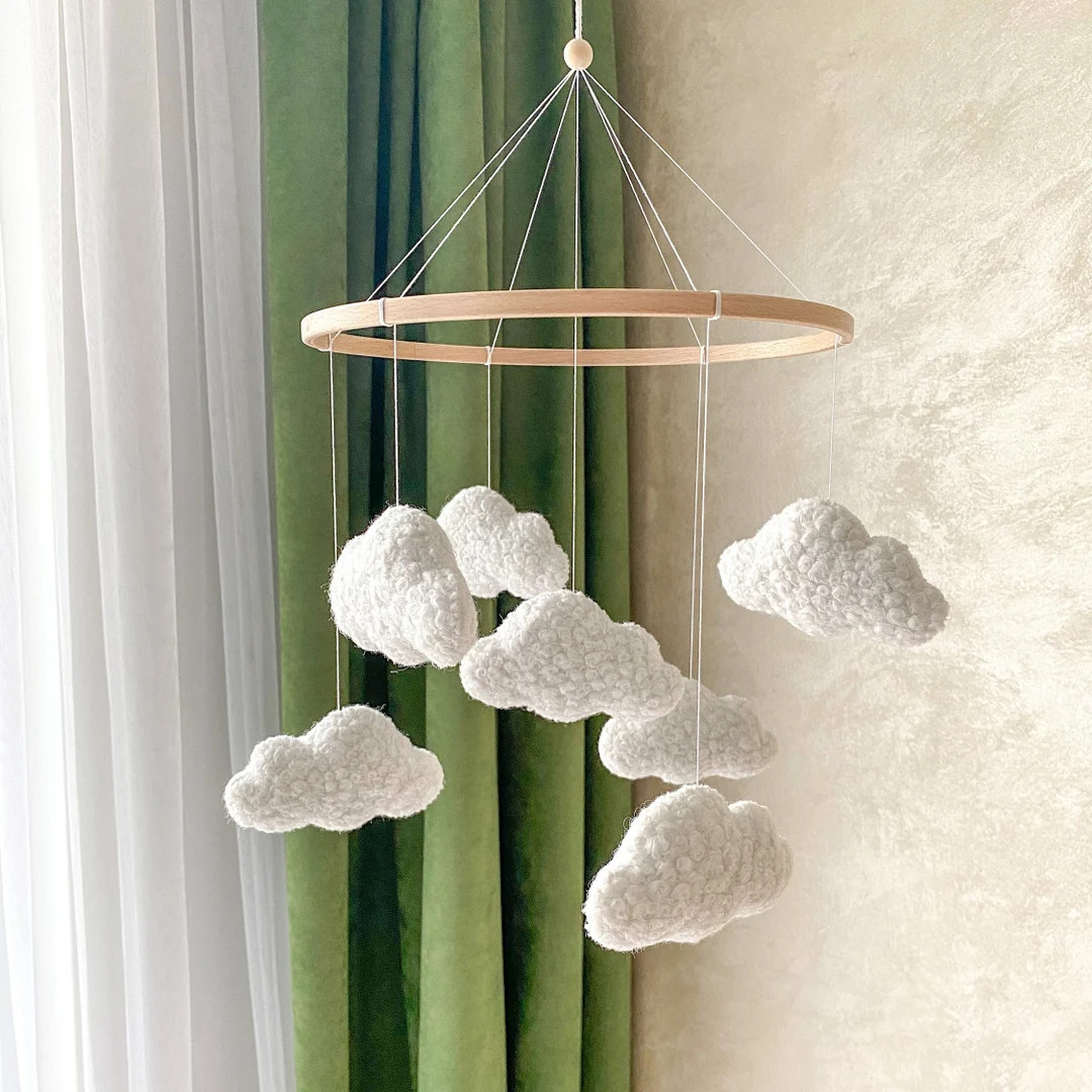 Boucle Baby Mobile Clouds, Nursery Baby Mobile - Etsy Canada | Etsy (US)