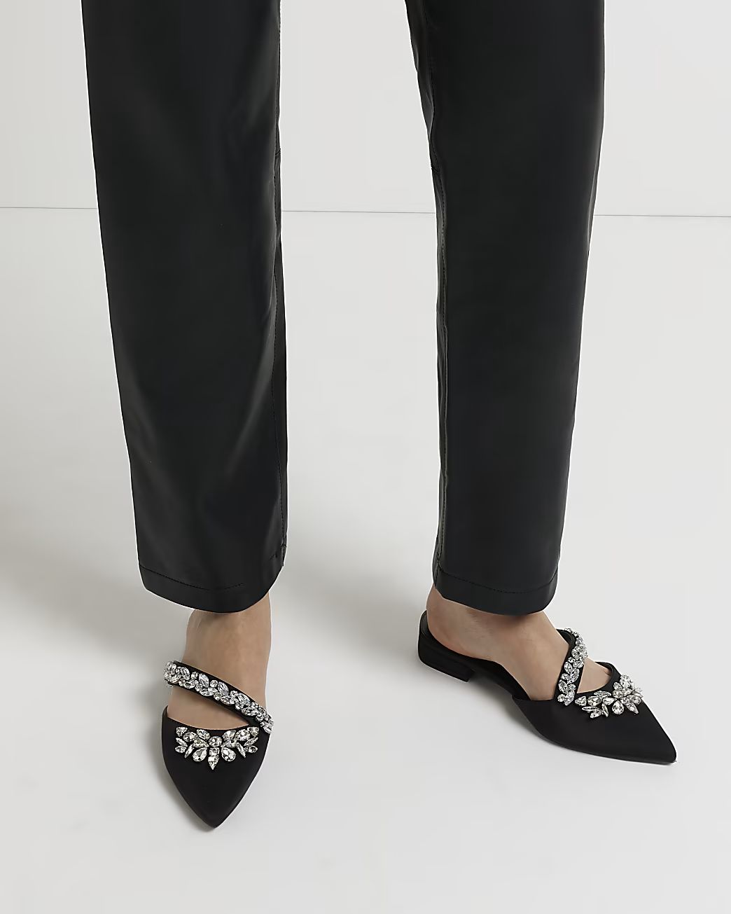 Black embellished backless shoes | River Island (UK & IE)