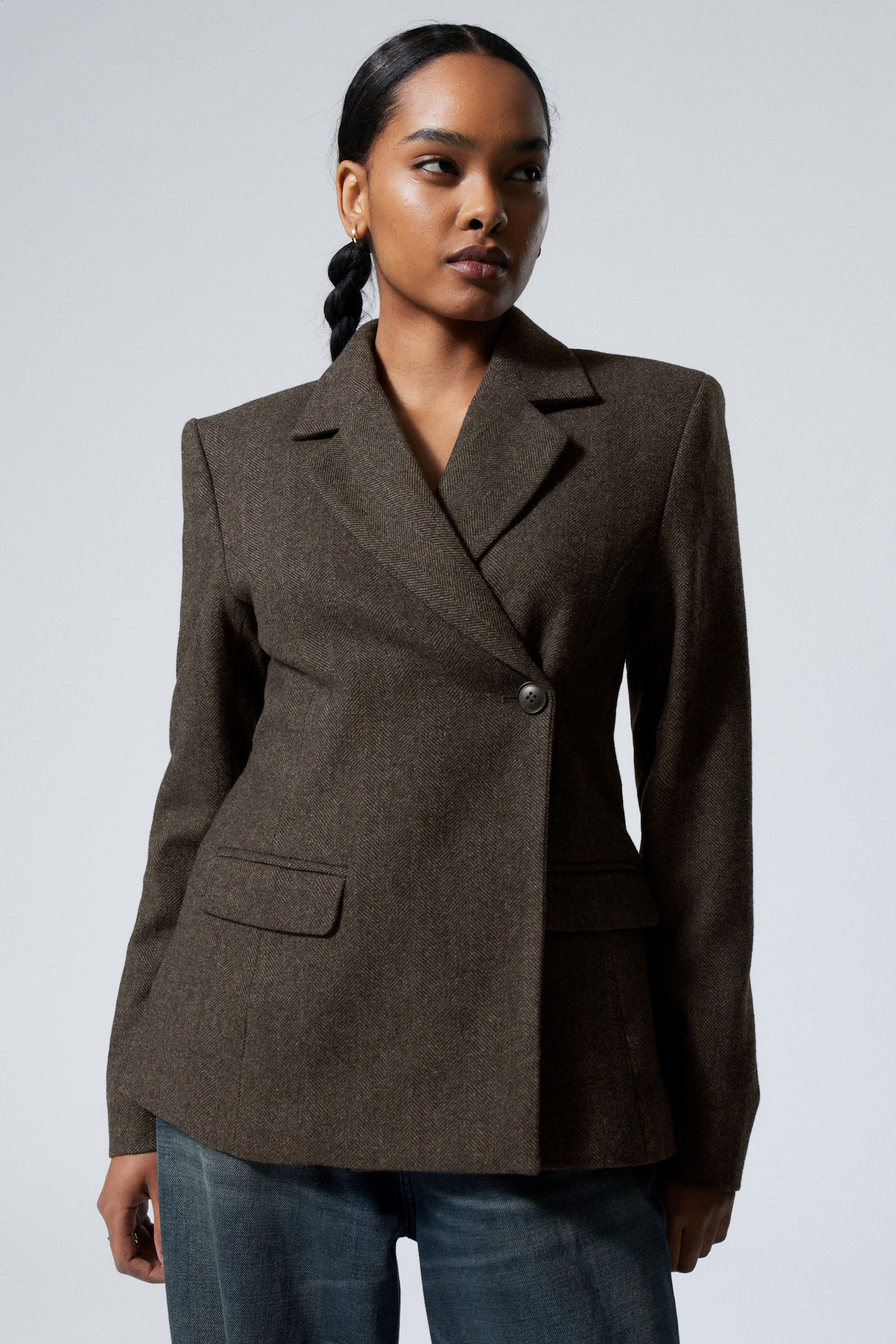 Wool-Blend Herringbone Blazer | Weekday