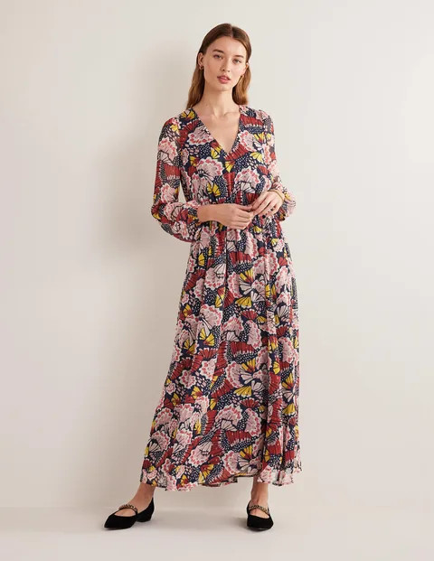 Metallic Detail Maxi Dress - Multi, Petal Stamp | Boden US | Boden (US)