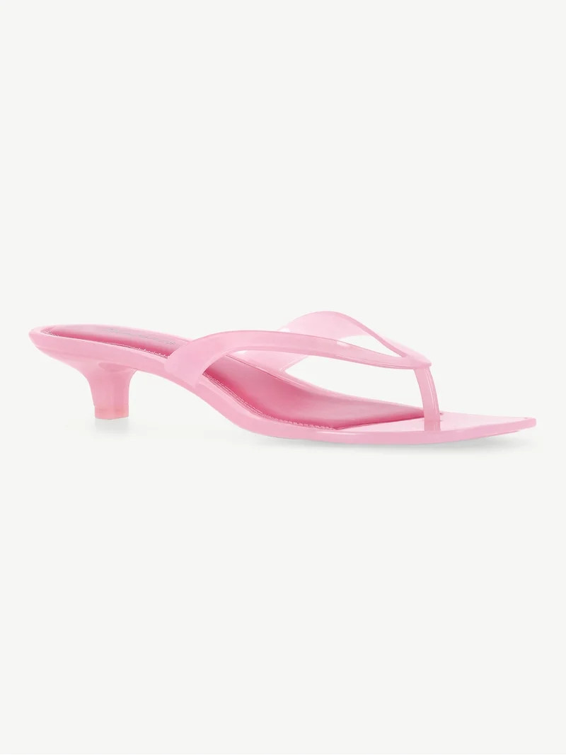 No Boundaries Women's Jelly Flip Flop Kitten Heel Sandals | Walmart (US)
