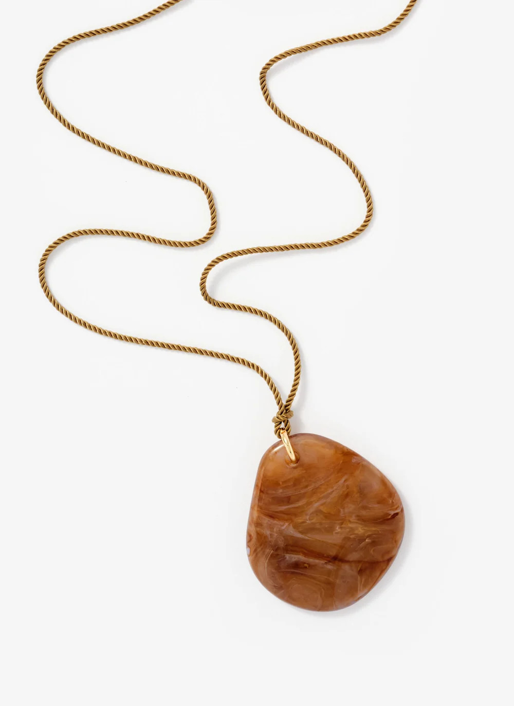 Khaki Cord Stone Pendant Necklace | Mint Velvet