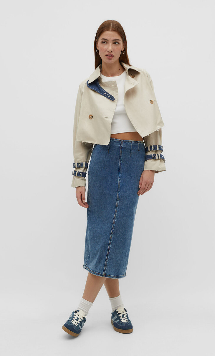 Midirock aus Jeans-Stretchgewebe - Röcke für Damen | Stradivarius Deutschland | Stradivarius DE