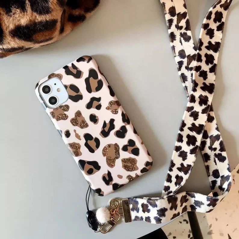 Monogrammed Leopard iPhone Case and Lanyard I Monogrammed Gold Foil Cheetah Phone Case I  Persona... | Etsy (US)
