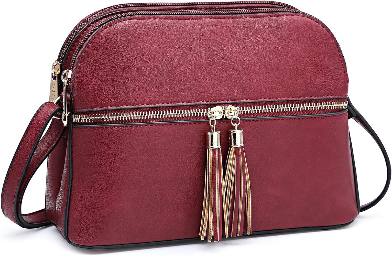 Dasein Women Tassel Zipper Pocket Crossbody Bag Shoulder Purse Fashion Travel Bag with Multi Pockets | Amazon (US)