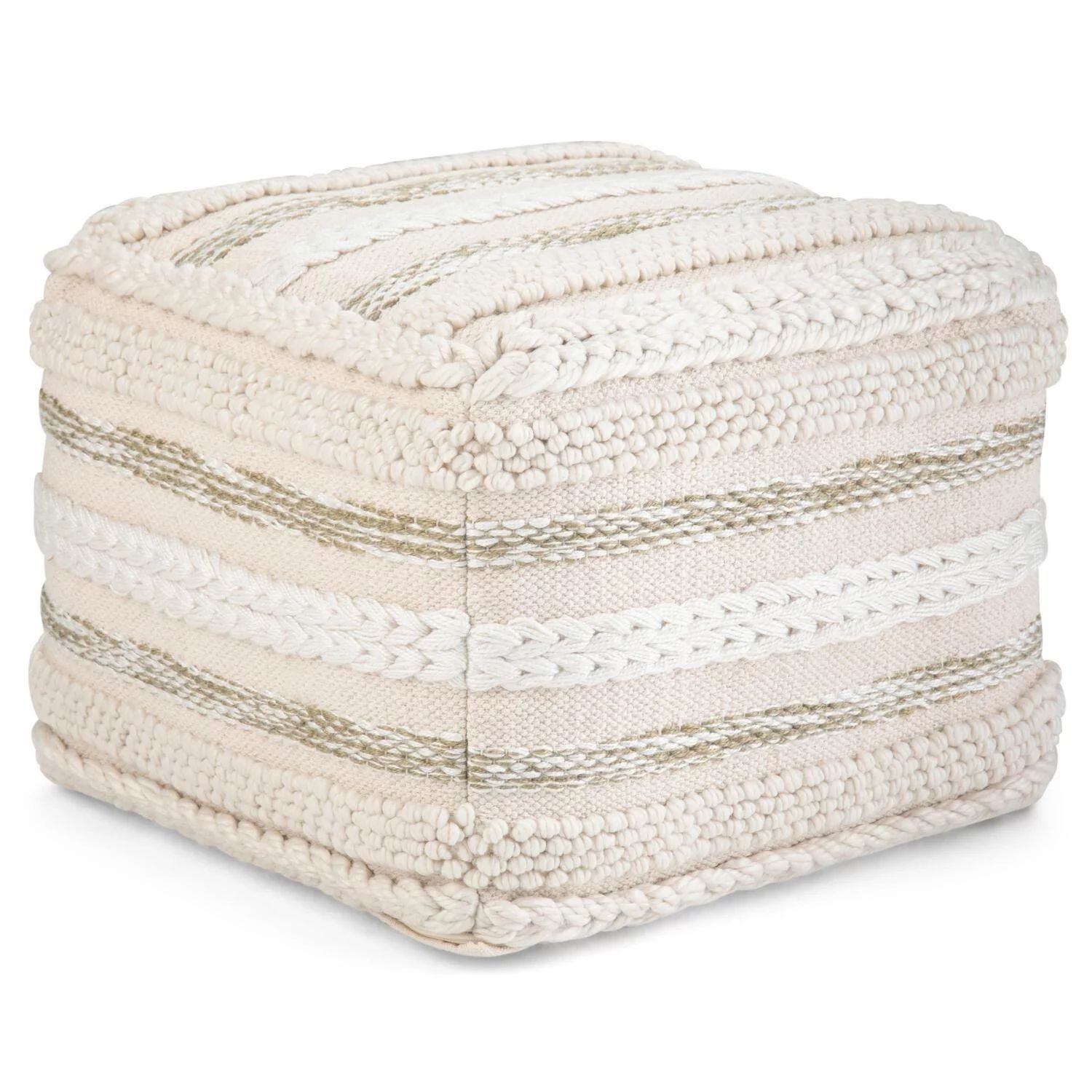 Sommer Boho Square Pouf in Natural Handloom Woven Pattern | Walmart (US)