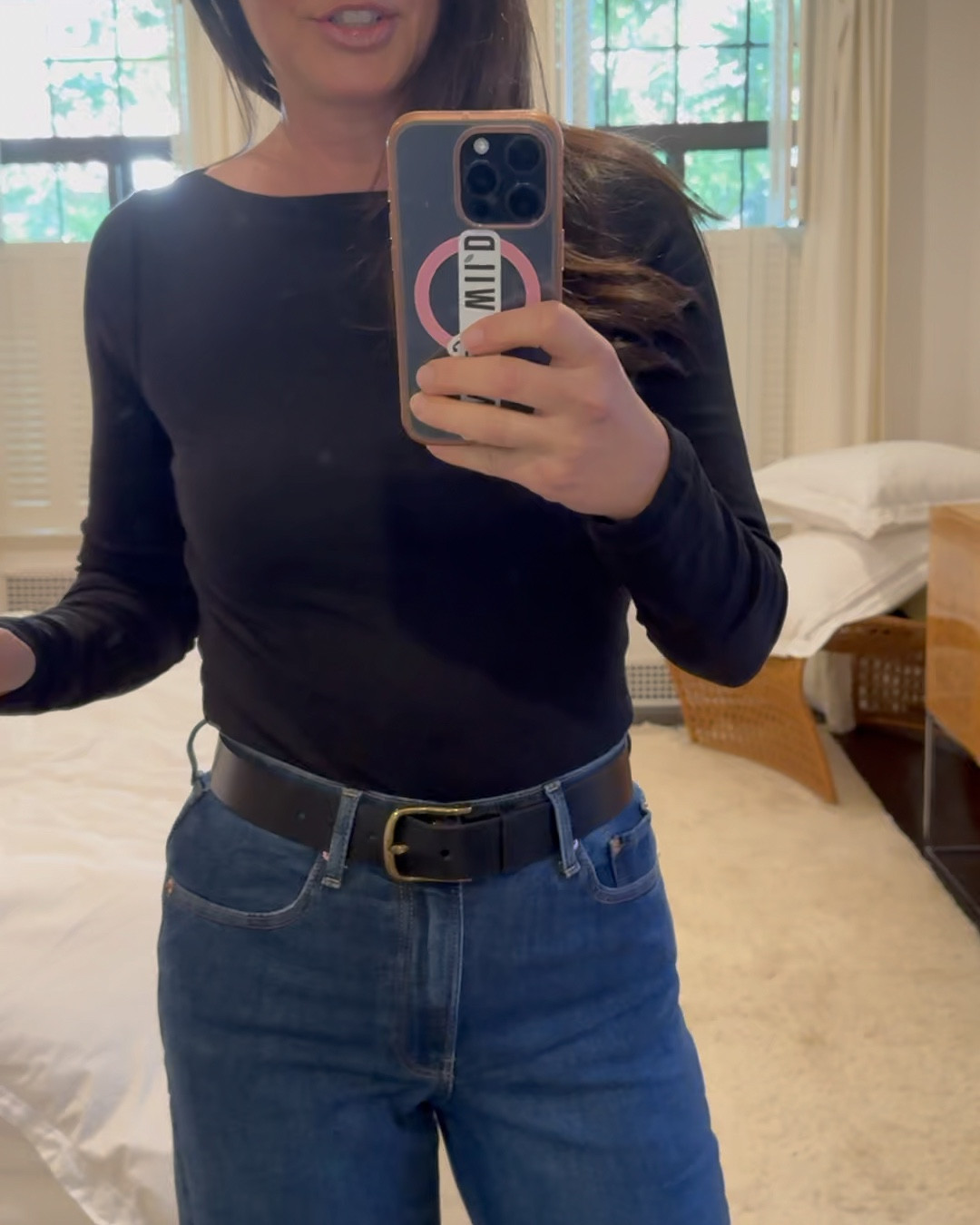 Cute and comfy! Love this super soft boat neck tee ($29) and the perfect wide leg, stretch jeans (on sale for $31!!). I got a small in the shirt and a 28 regular dark wash in the jeans (they feel true to size). 

#LTKFindsUnder50 #LTKStyleTip #LTKSaleAlert
