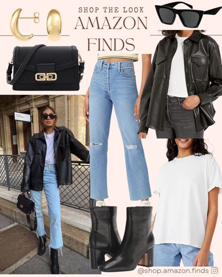 ✨Pinterest Inspired Look✨
Shop this entire look with pieces from Amazon!

Classic high-waisted jeans, a staple white t-shirt, statement oversized leather jacket, and some classic black accessories.

The perfect look!

#LTKshoecrush #LTKstyletip #LTKFind