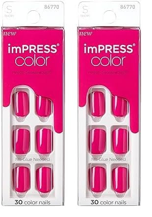 KISS imPRESS Color Press-On Nails Polish-Free Manicure Set, ‘Orchid Festival’, 30 Chip-Proof,... | Amazon (US)