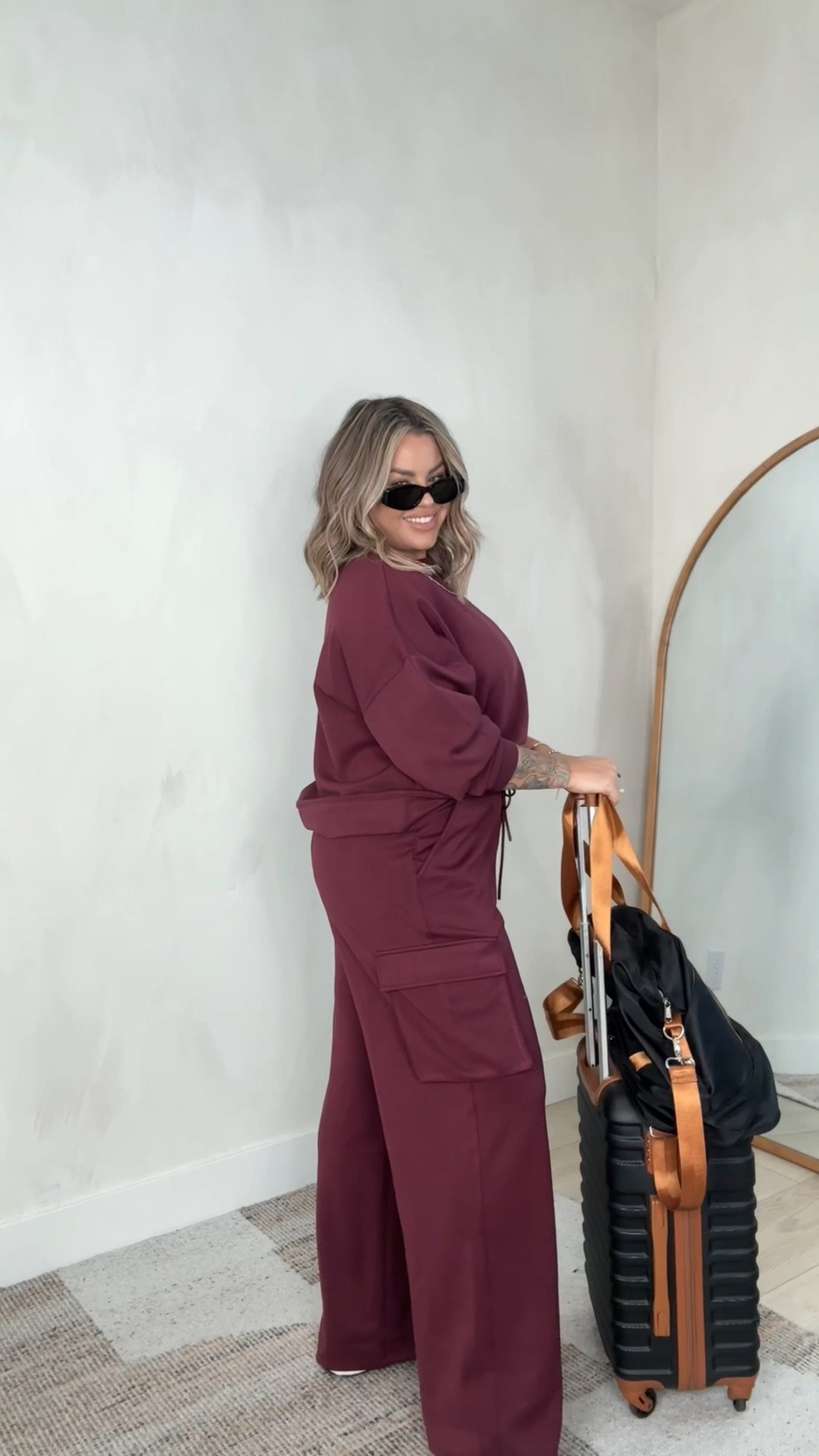 Today’s travel outfit 

Sadly this color is sold out in the pants but they have 3 other colors. I’ll share again when this color restocks. 

This set is incredible quality I would highly recommend. Size XL in both 

Bra top xl 

Sneakers tts 

Code shayna10 on necklace to save $ 

#walmart #traveloutfit #midsize 

#LTKFindsUnder50 #LTKMidsize #LTKStyleTip