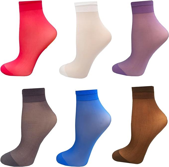 Sheer Ankle Socks Thin Nylon Ankle Hosiery Socks Short Dress Stockings for Women | Amazon (US)