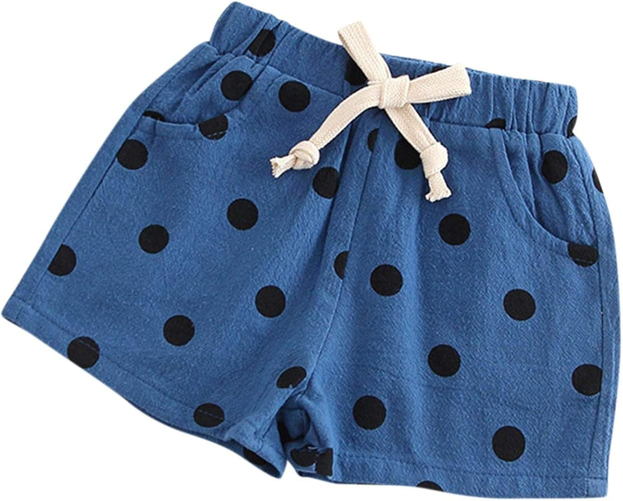 Toddler Polka Dot Cotton Linen Shorts Summer Drawstring Active Bottoms Little Boys Girls Elastic ... | Amazon (US)