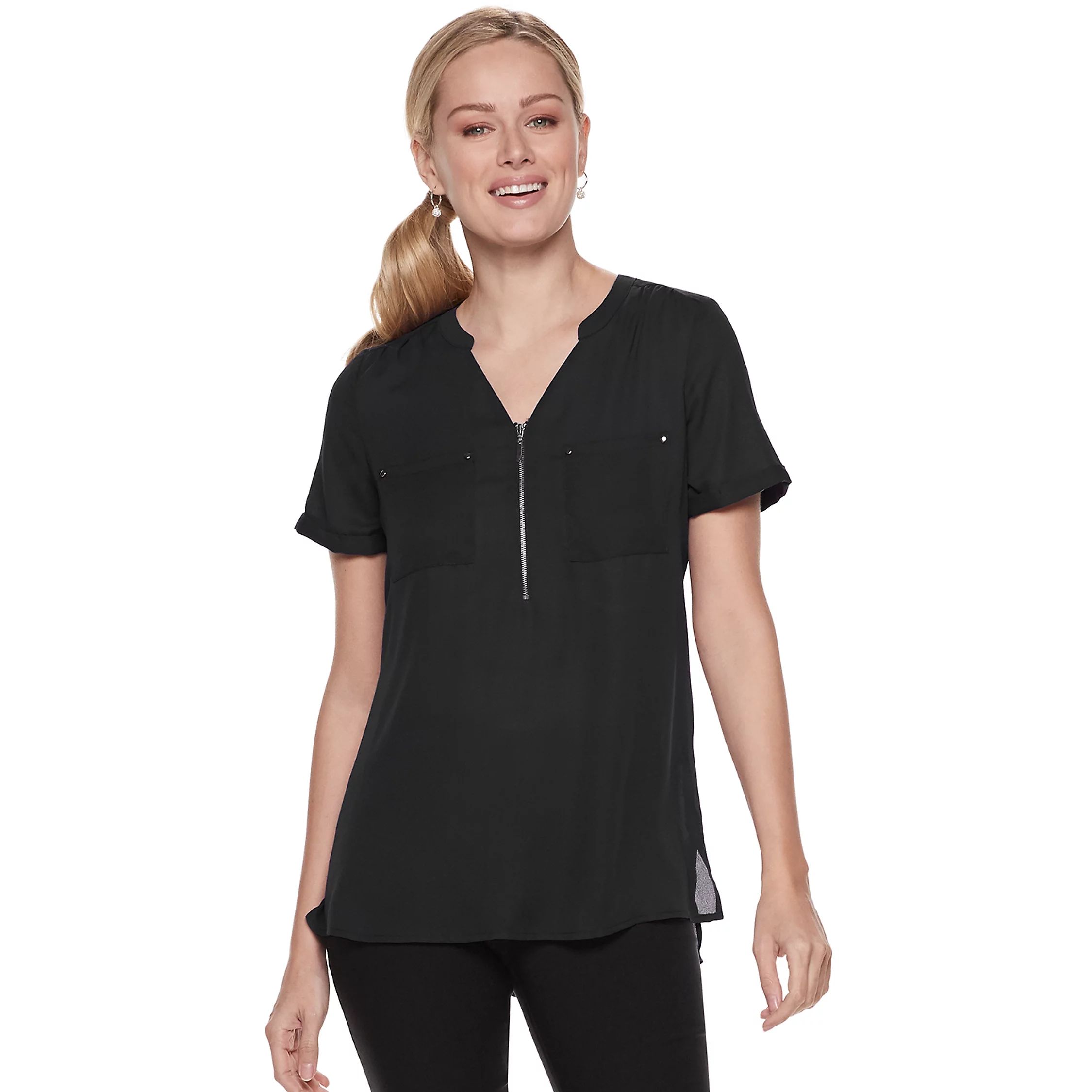 Women's Apt. 9® Zipper Accent Blouse | Kohl's