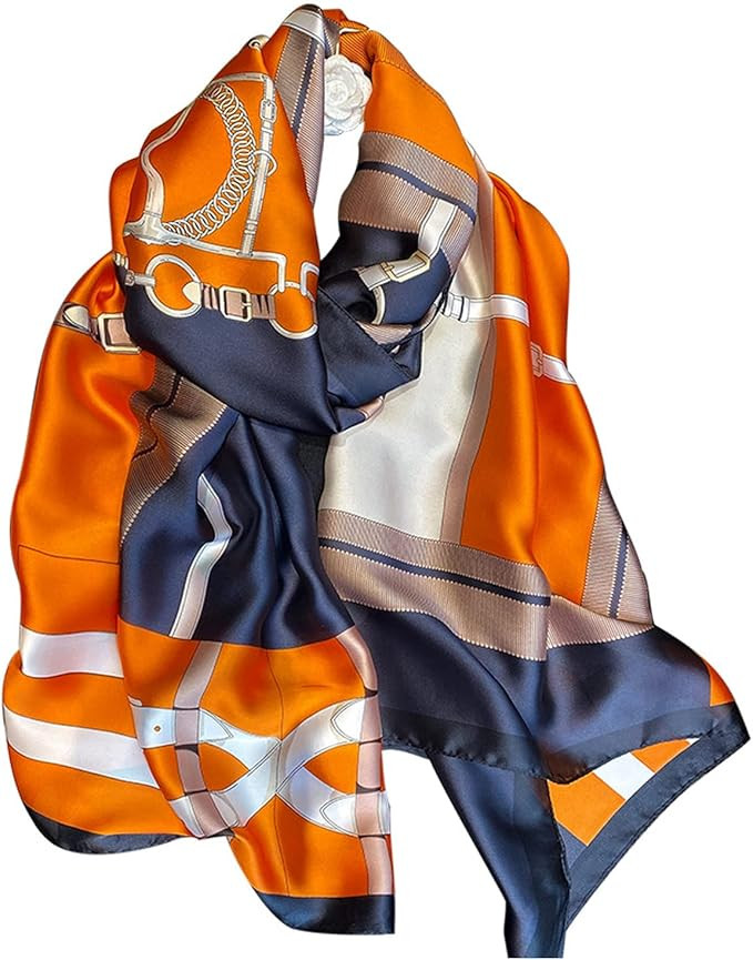 Fashion Scarves 100% Satin Silk Scarf Long Lightweight Sunscreen Shawls Wraps for Women Hair Scar... | Amazon (US)