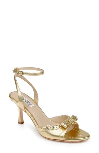 Badgley Mischka Bridal Giuliana Ankle Strap Sandal in Gold Leather at Nordstrom Rack, Size 9.5 | Nordstrom Rack