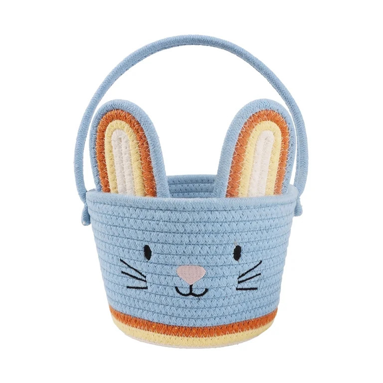 Round Bunny Rope Basket, Multicolor, 8" x 9", Easter by Way To Celebrate | Walmart (US)
