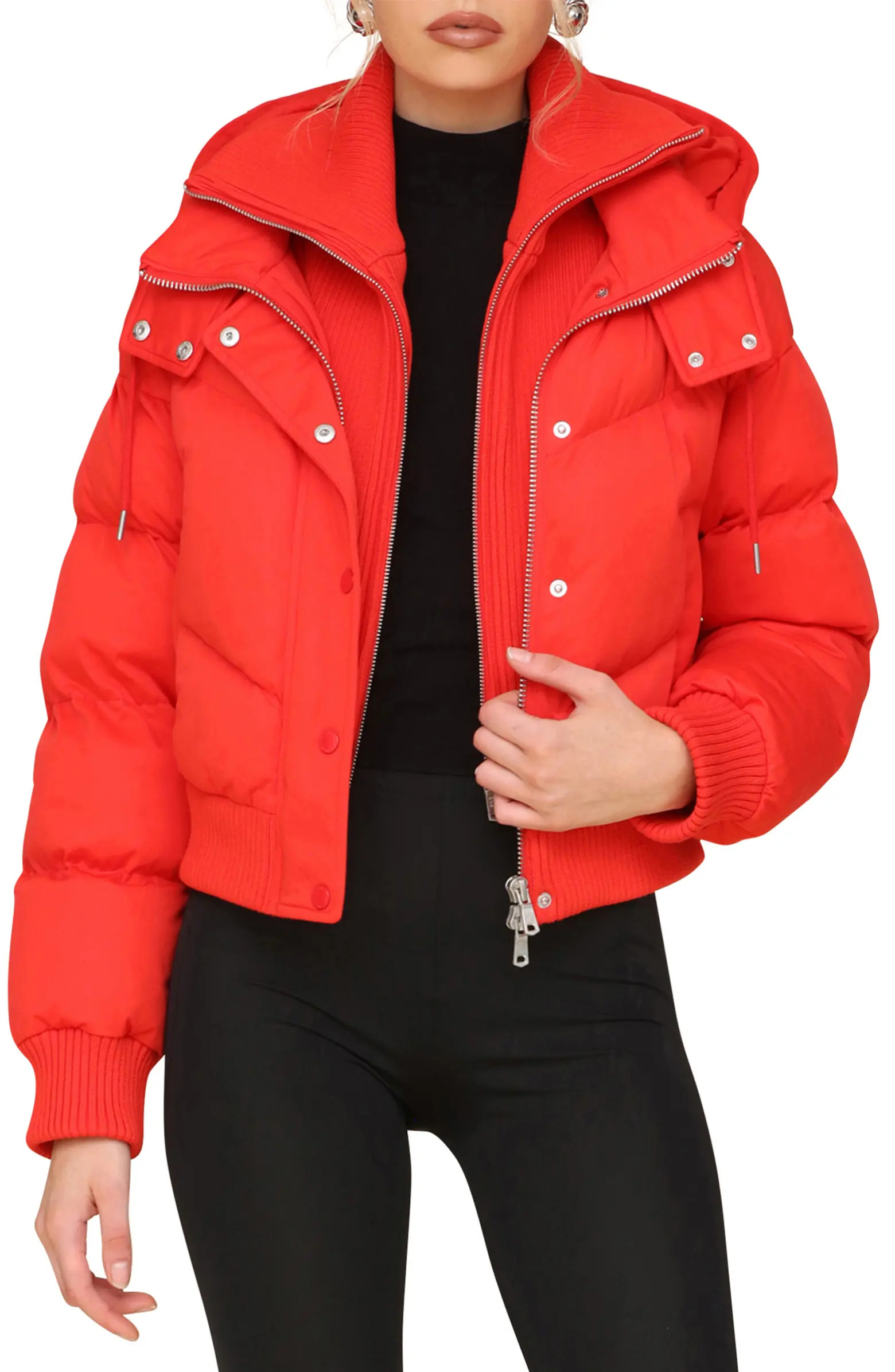 Thermalpuff™ Crop Puffer Jacket with Rib Bib | Nordstrom